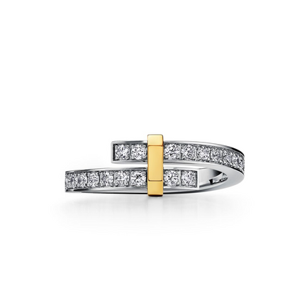 EDGE GOLD SILVER DIAMOND RING