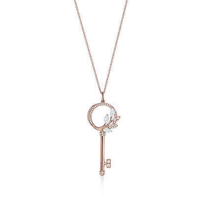 VICTORIA  DIAMOND PINK GOLD VINE CIRCLE KEY NECKLACE