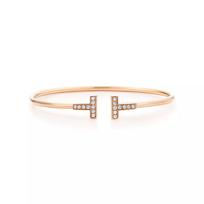 T BRACELET PINK GOLD 1.8MM DIAMOND