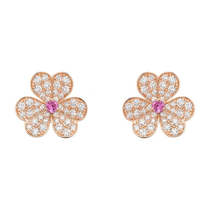 FRIVOLE PINK GOLD FLOWER DIAMOND EARRINGS