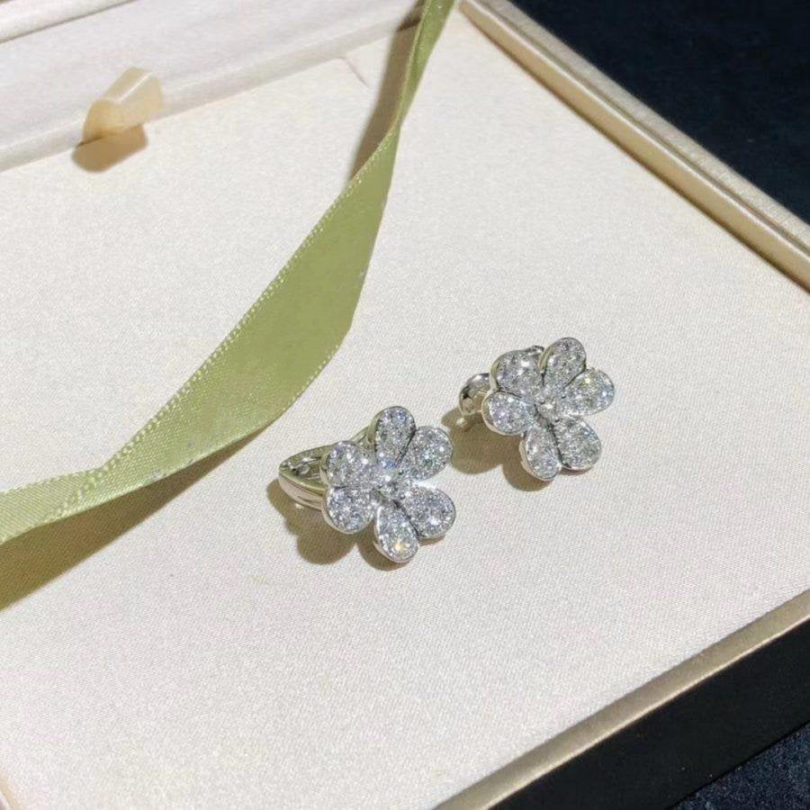 FRIVOLE SILVER FLOWER DIAMOND EARRINGS