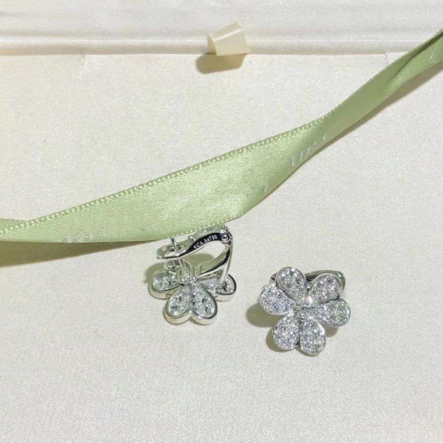 FRIVOLE SILVER FLOWER DIAMOND EARRINGS