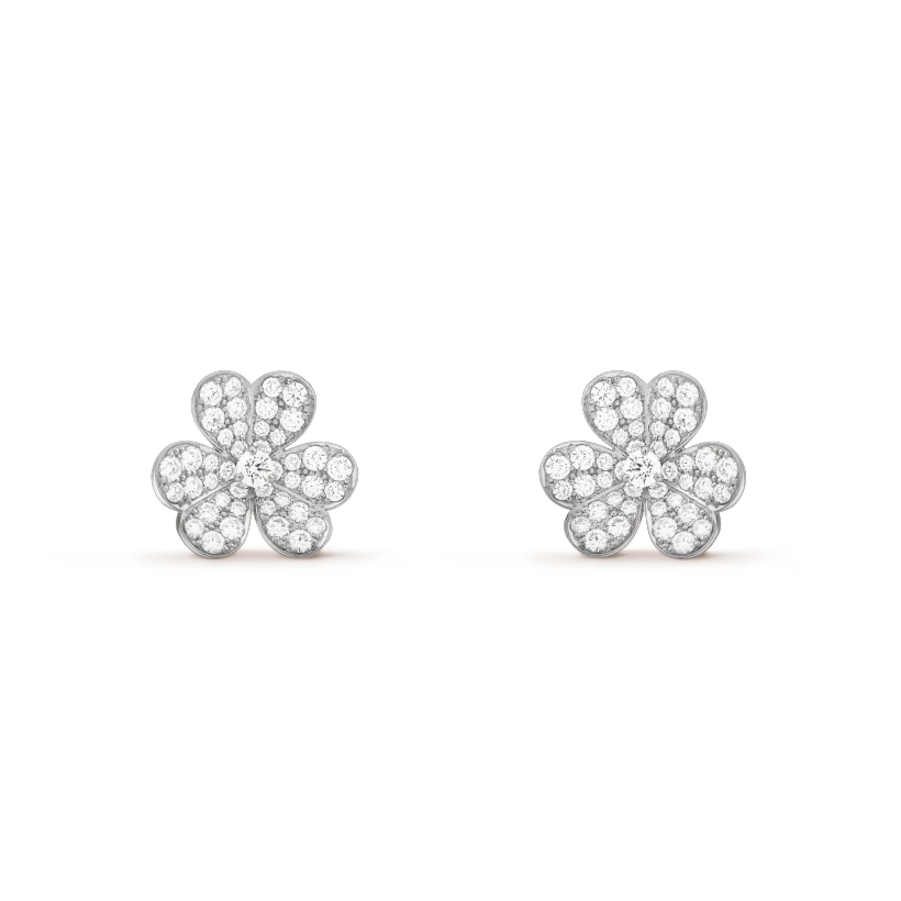 FRIVOLE SILVER FLOWER DIAMOND EARRINGS