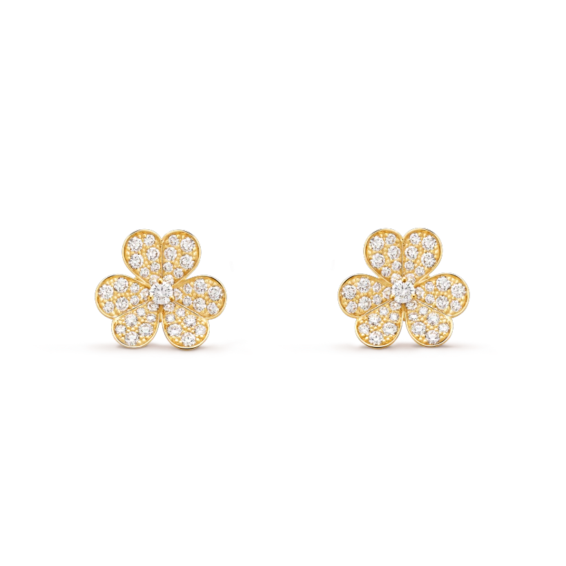 FRIVOLE GOLD FLOWER DIAMOND EARRINGS