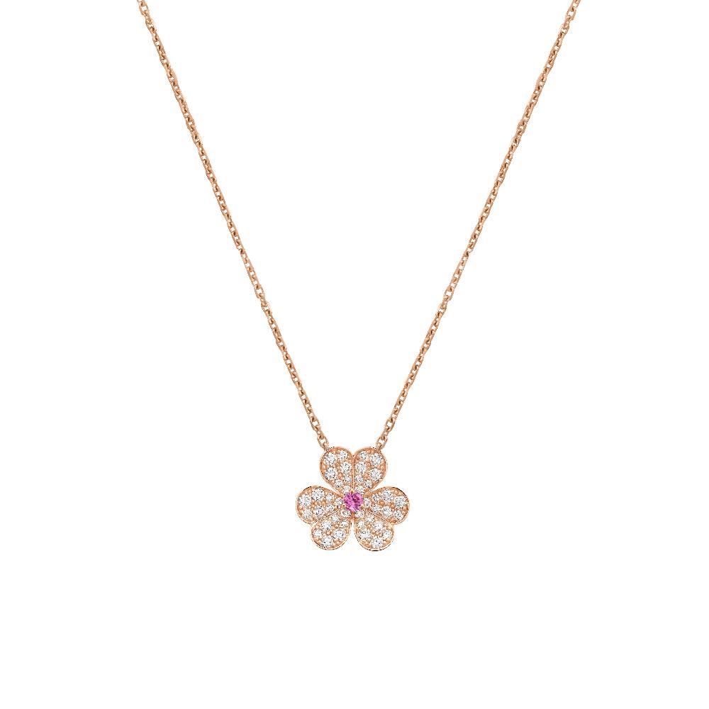 FRIVOLE PINK GOLD FLOWER DIAMOND NECKLACE