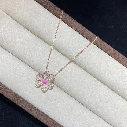 FRIVOLE PINK GOLD FLOWER DIAMOND NECKLACE