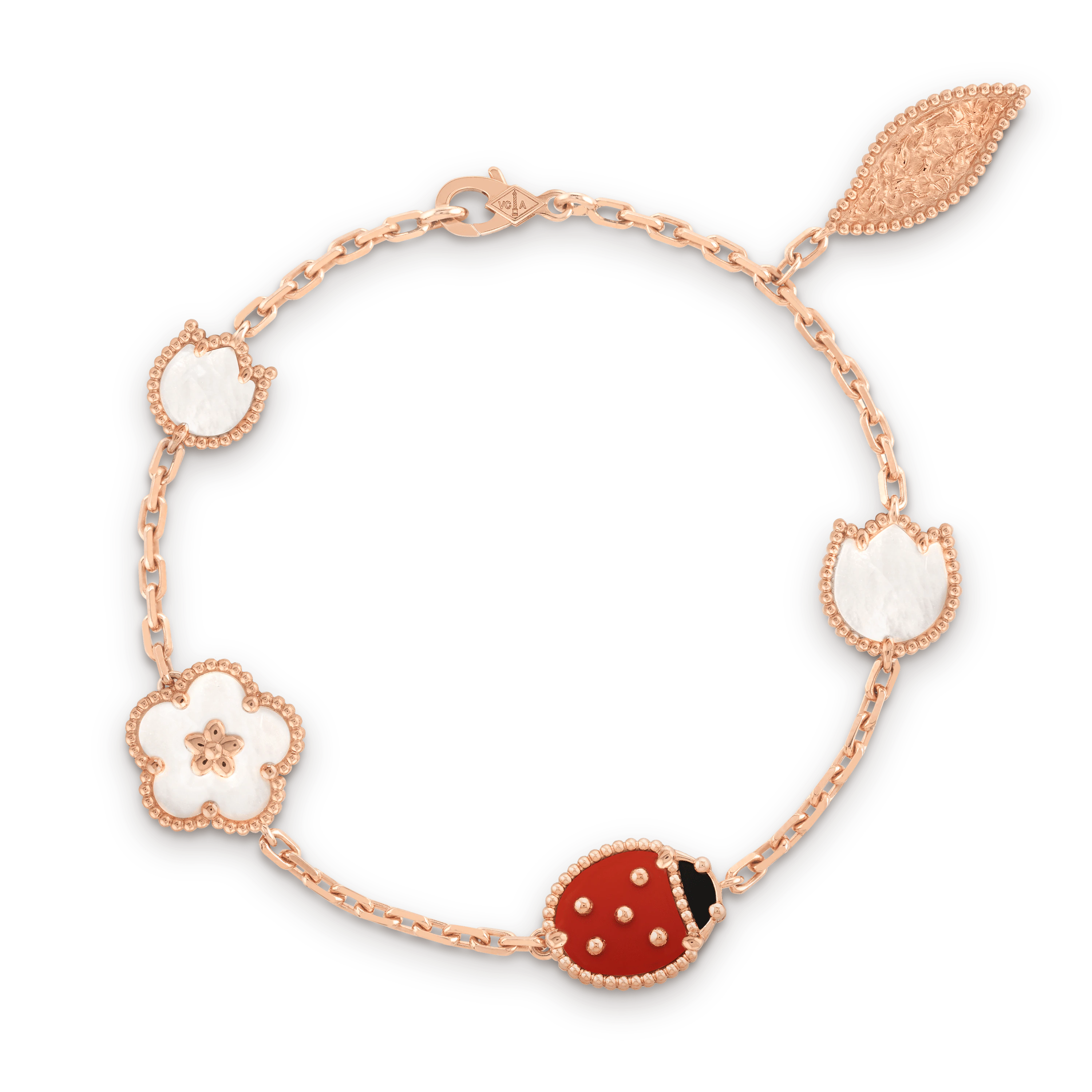 LUCKY SPRING PINK GOLD BRACELET 5 MOTIF