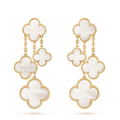 CLOVER EARRINGS WHITE MOP 4 MOTIFS GOLD