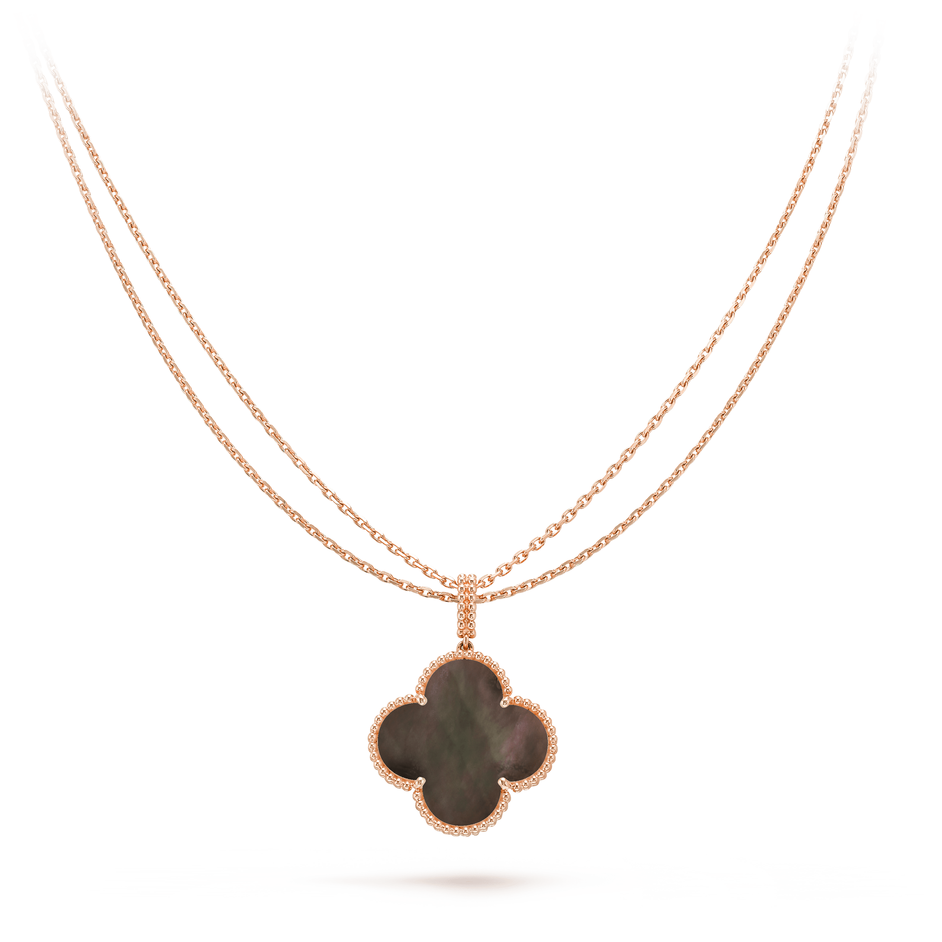 CLOVER GOLD DARK MOP BIG CLOVER NECKLACE