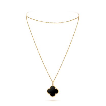 CLOVER GOLD ONYX BIG CLOVER NECKLACE