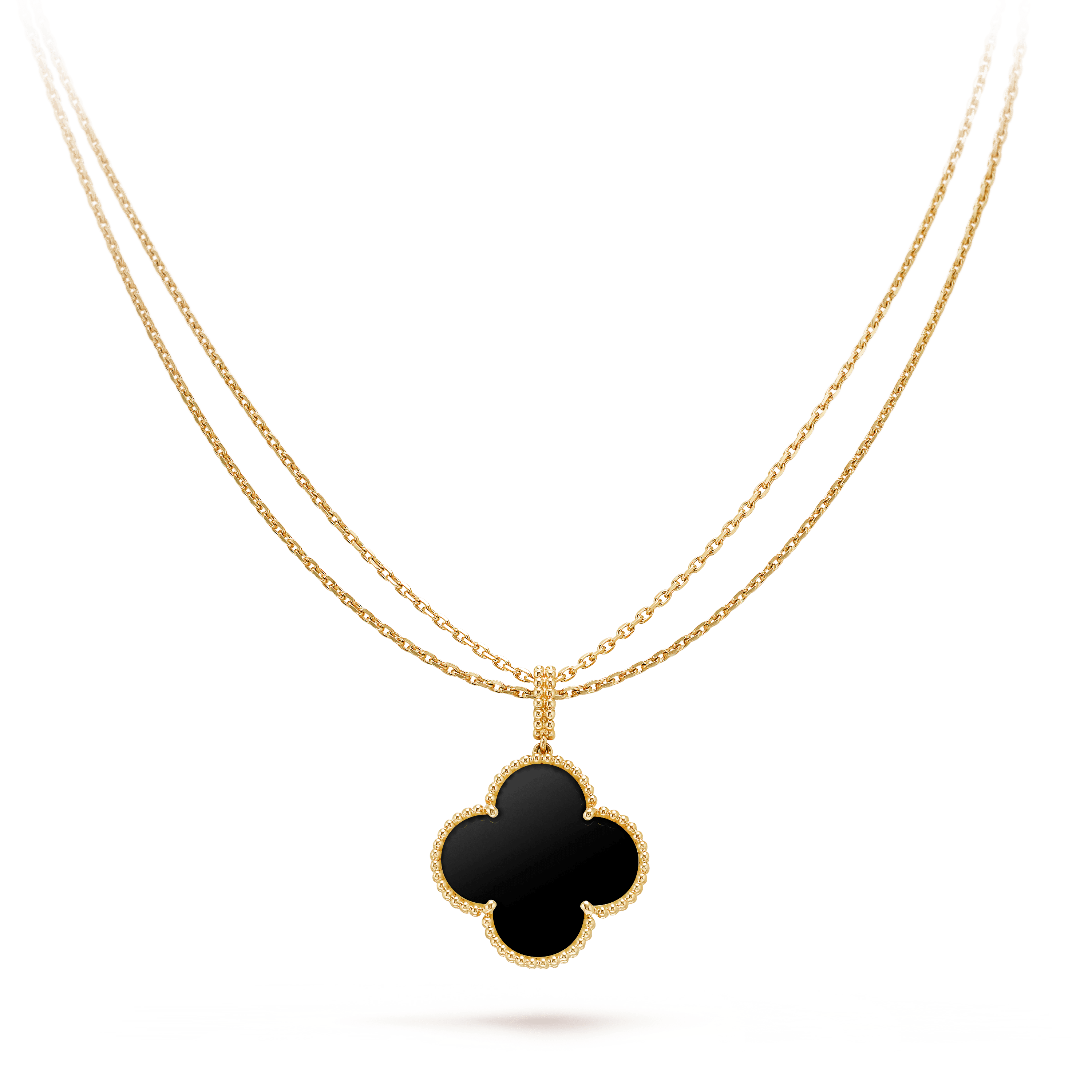 CLOVER GOLD ONYX BIG CLOVER NECKLACE