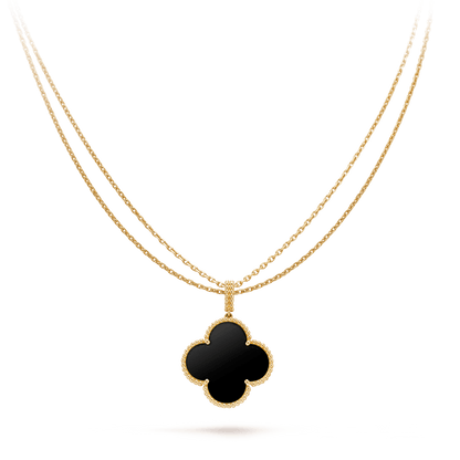 CLOVER GOLD ONYX BIG CLOVER NECKLACE