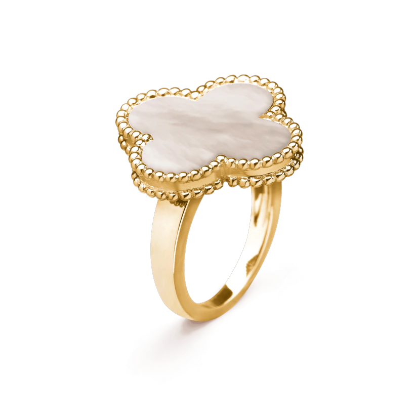 CLOVER WHITE MOP RING