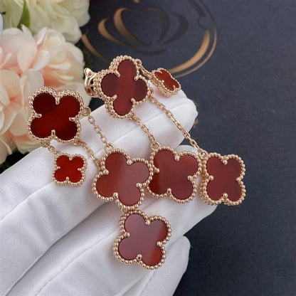 CLOVER EARRINGS CARNELIAN 4 MOTIFS PINK GOLD