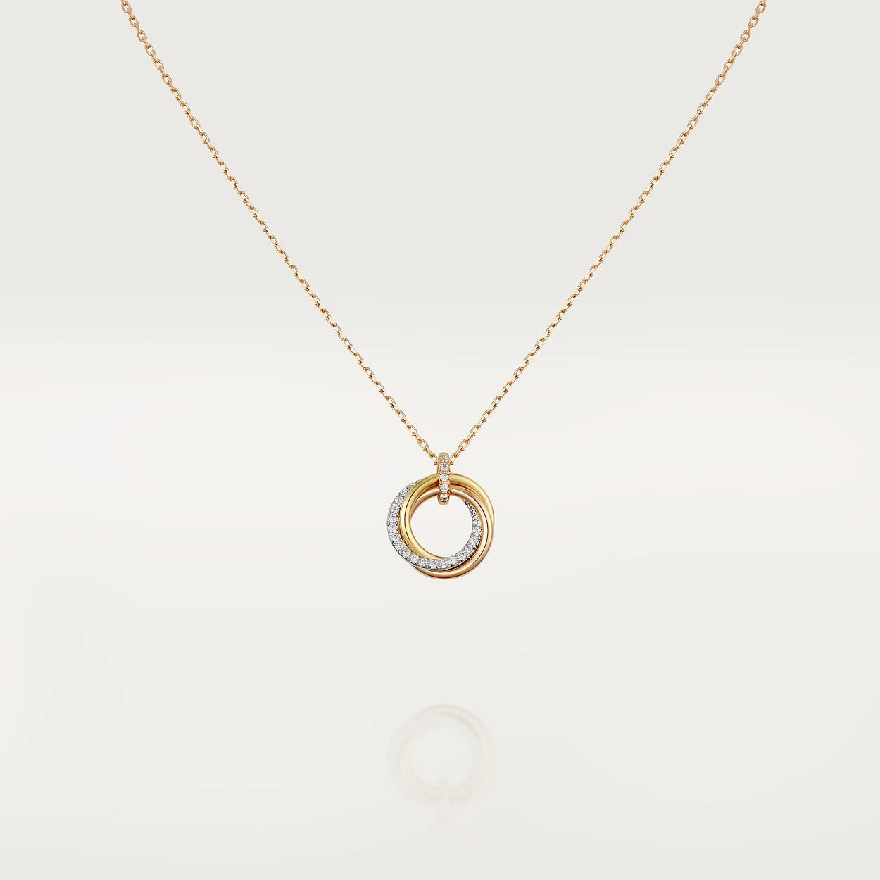 TRINITY NECKLACE SILVER GOLD PINK GOLD DIAMONDS