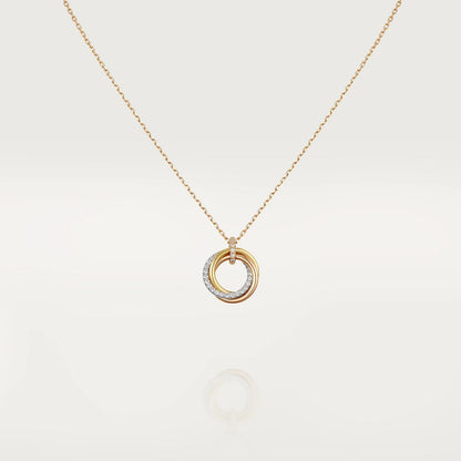 TRINITY NECKLACE SILVER GOLD PINK GOLD DIAMONDS