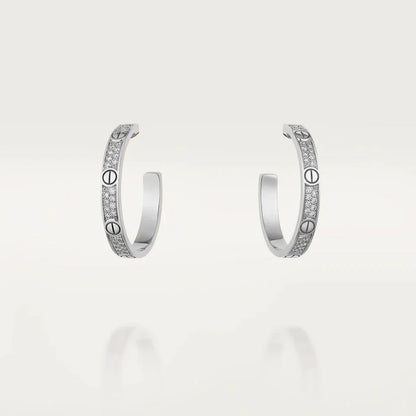 LOVE DIAMOND SILVER HOOP EARRINGS