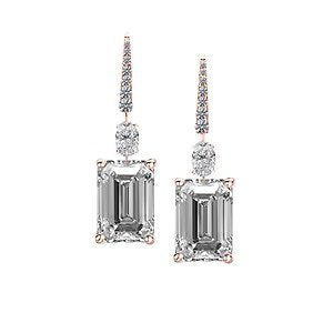 GRA SQUARE SILVER DIAMOND EARHOOK EARRINGS