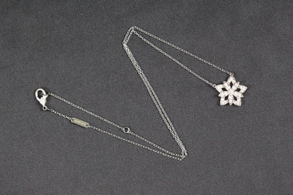 LOTUS FLOWER SILVER DIAMOND NECKLACE