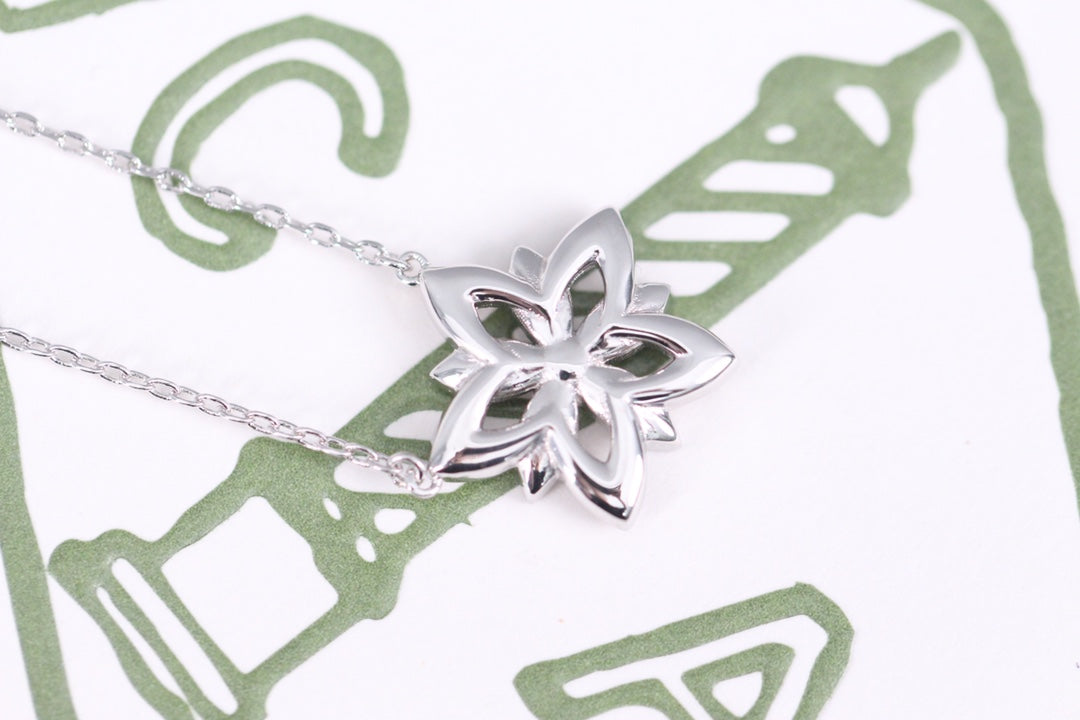 LOTUS FLOWER SILVER DIAMOND NECKLACE