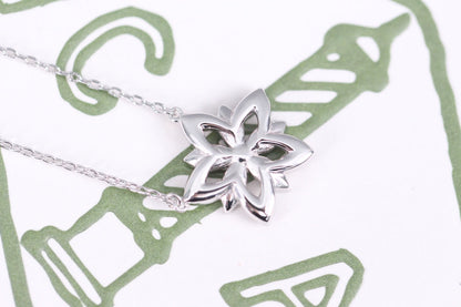 LOTUS FLOWER SILVER DIAMOND NECKLACE