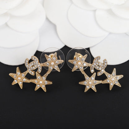 DOUBLE C SERIES STAR RHINESTONE DIAMONDS EARRINGS