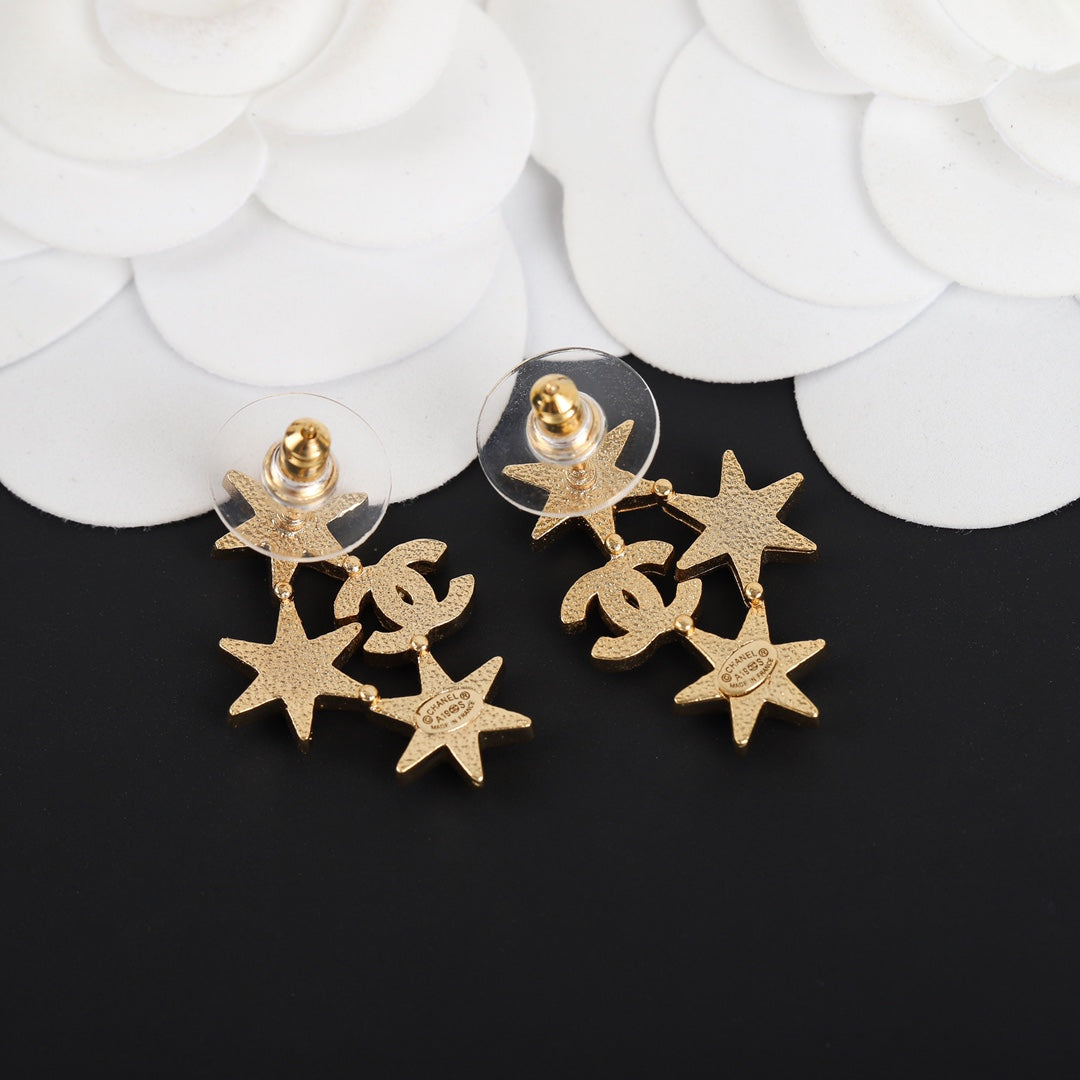 DOUBLE C SERIES STAR RHINESTONE DIAMONDS EARRINGS