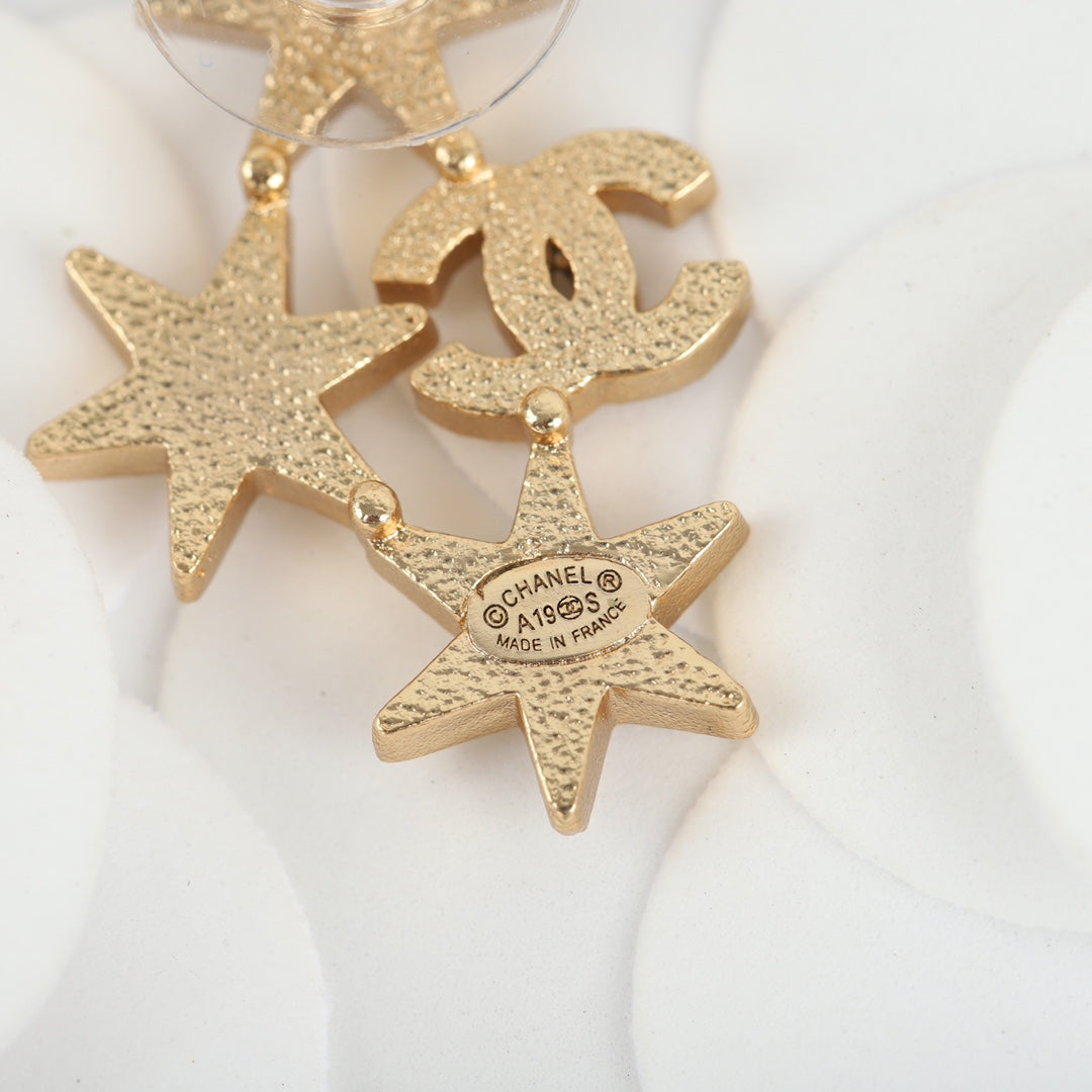 DOUBLE C SERIES STAR RHINESTONE DIAMONDS EARRINGS