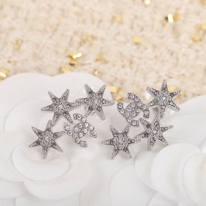 DOUBLE C SERIES STAR RHINESTONE DIAMONDS EARRINGS