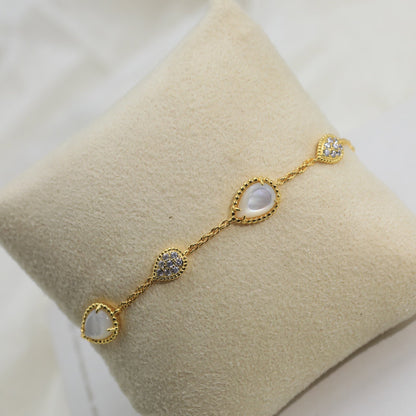 BOHEME AQUAMARINE 5 MOTIFS DIAMONDS CHAIN BRACELET