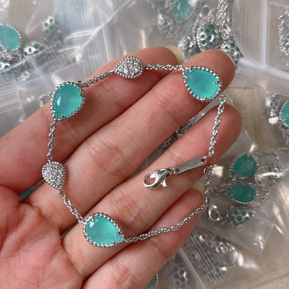 BOHEME AQUAMARINE 5 MOTIFS DIAMONDS CHAIN BRACELET