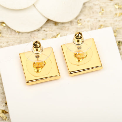 SQUARE CC GOLD EARRINGS