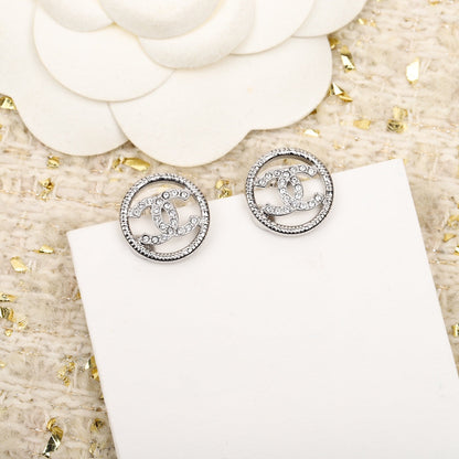 CHANE ROUND DOUBLE C DIAMONDS EARRINGS