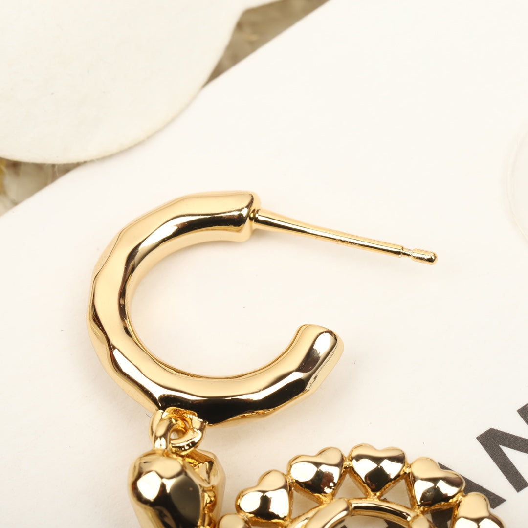 DOUBLE C MULTI HEART GOLD DROP EARRINGS