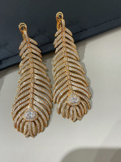 PLUME DE PAON PENDANT EARRINGS