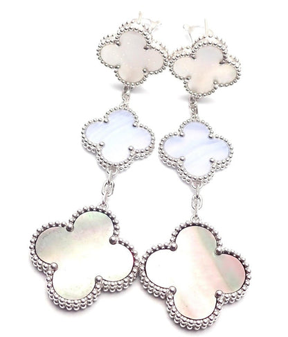 CLOVER MOP 3 MOTIFS SILVER EARRINGS