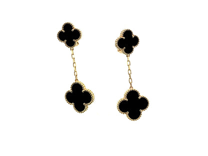 CLOVER 2 MOTIFS GOLD EARRINGS