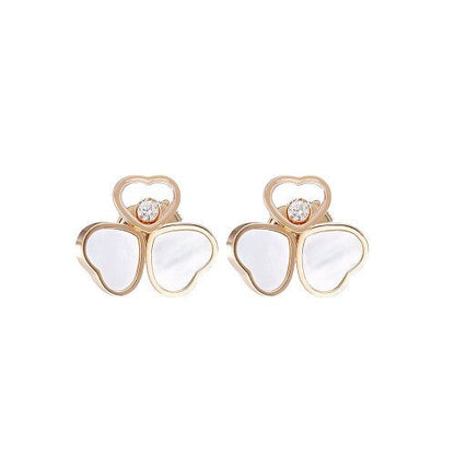 HAPPY HEART WING MOP PINK GOLD EARRINGS