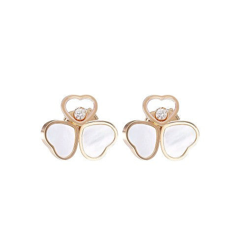 HAPPY HEART WING MOP PINK GOLD EARRINGS